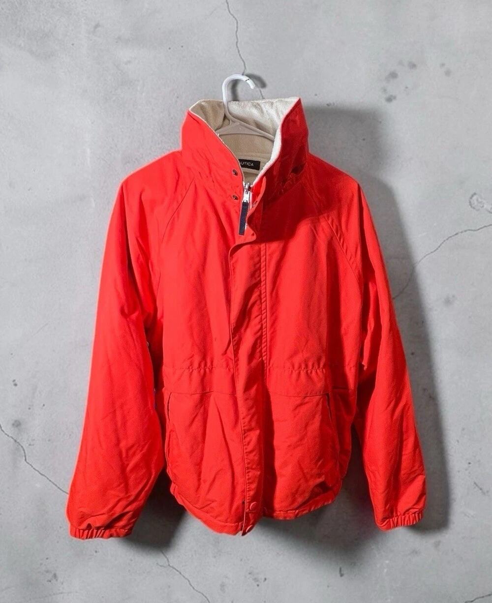 VTG Nautica Challenge Reversible Jacket Orange Ivory Mock Neck Sailing Coat